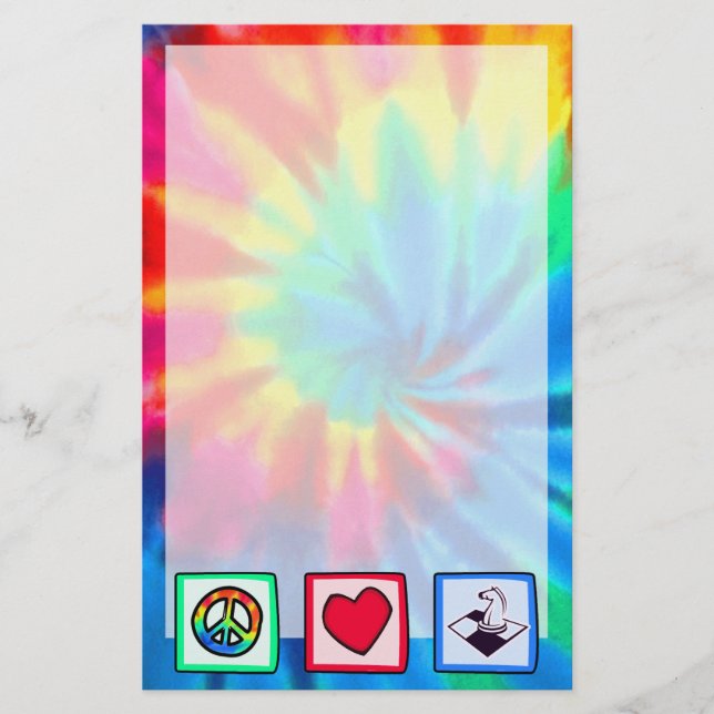 Papelaria Paz, amor, xadrez (Frente)