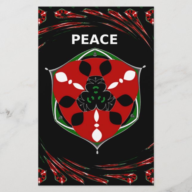 Papelaria "Peace: with Shield Emblem" Art Impressão (Frente)