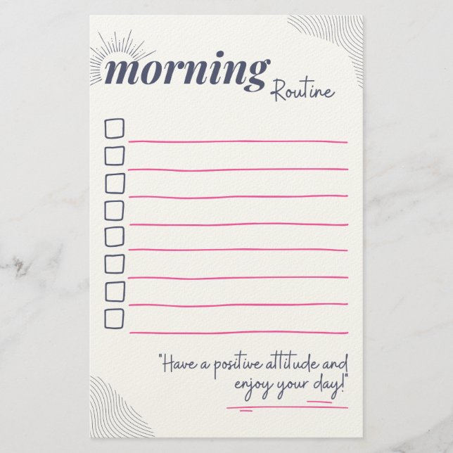 Papelaria Peaceful Morning Routine Checklist Art (Frente)