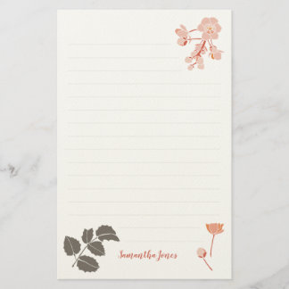 Papelaria Peachy Pink Oregon Grape Flower Letterhead