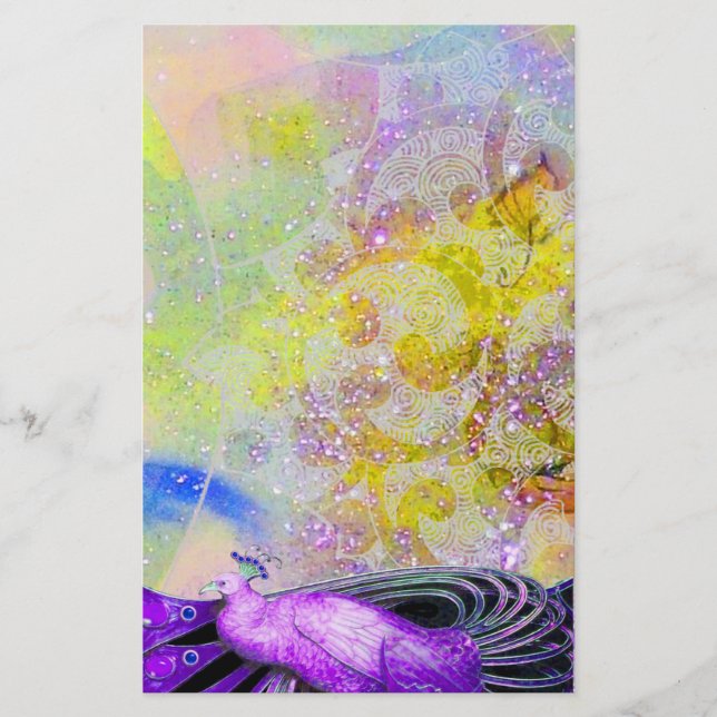 PAPELARIA PEACOCK ELEGANTE NA ROLA AMARELA ESPUMANTE (Frente)