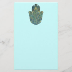 Papelaria Peacock Feather Hamsa