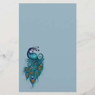 Papelaria Peacock Feather Teal Peacocks