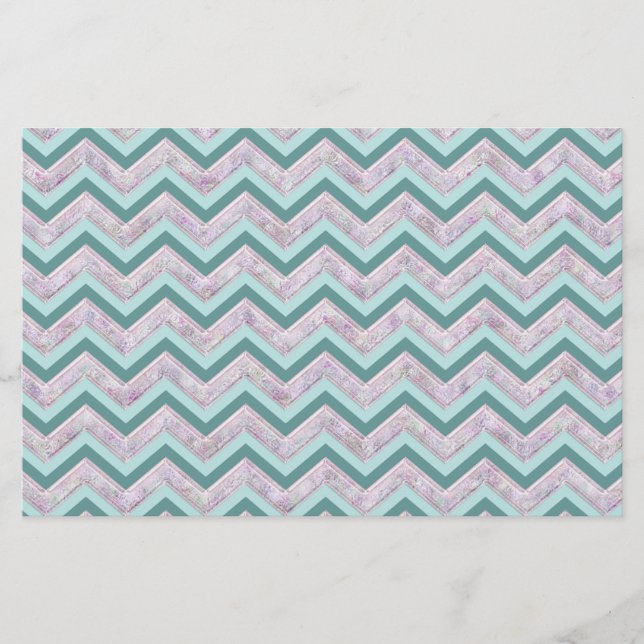 Papelaria Pearl Floral Teal ZigZag Padrão (Frente)