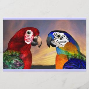 PAPELARIA PEDAÇOS HÍPIDOS / ARA VERMELHA E AZUL