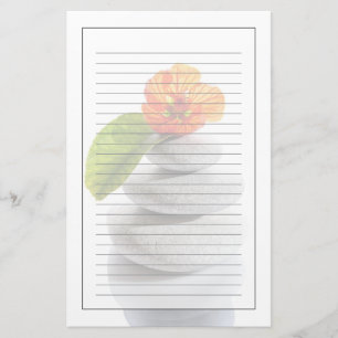 Papelaria Pedras equilibradas e flor vermelha