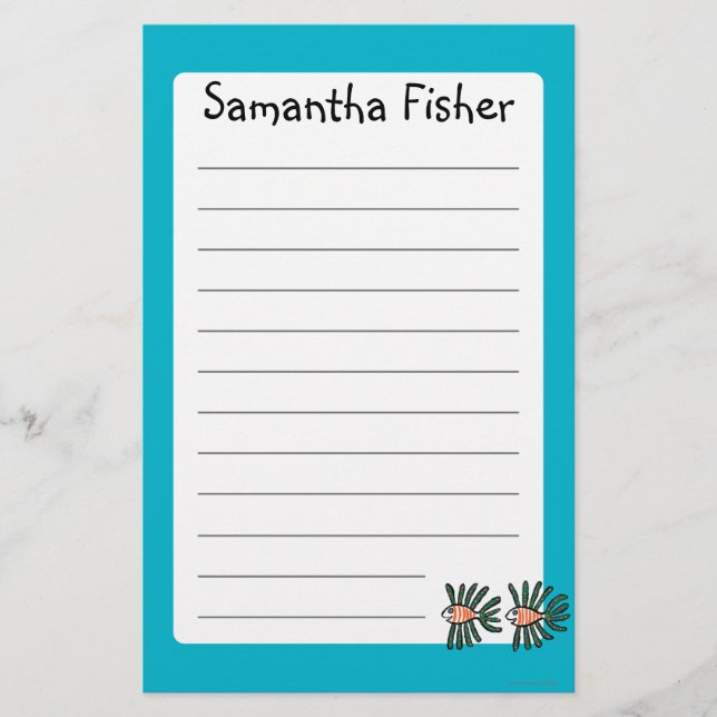 Papelaria Peixes gêmeos verdes e alaranjados da aleta (Frente)