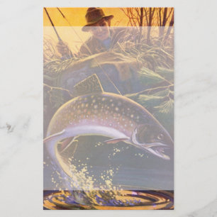 Papelaria Peixes Vintage, Pesca Esportiva de Truta Brook