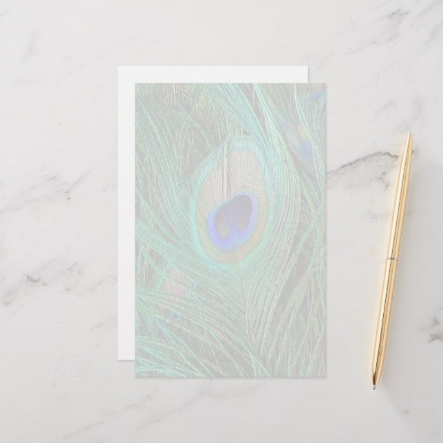 Papelaria Pena azul indiana do pavão (Frente/Verso In Situ)