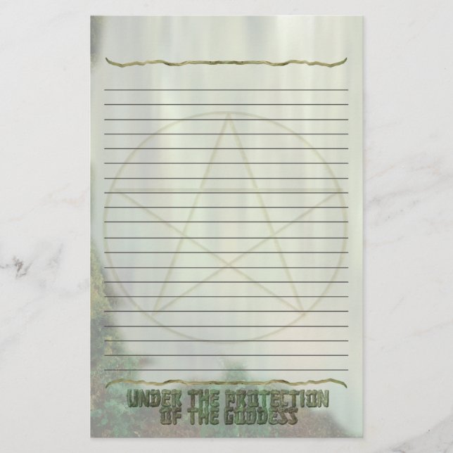 Papelaria Pentacle, alinhado, proteção da deusa (Frente)