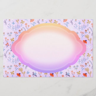 Papelaria Pequenas flores roxas rosa