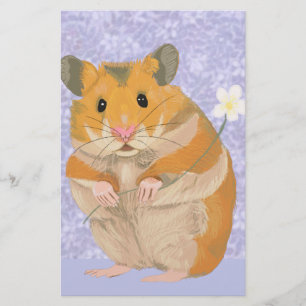 Papelaria Pequeno Hamster bonito segurando uma flor