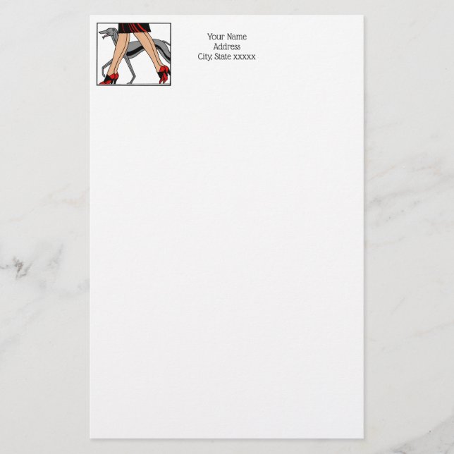 Papelaria Pernas Arte Deco Mulheres Greyhound Whippet Dog R (Frente)