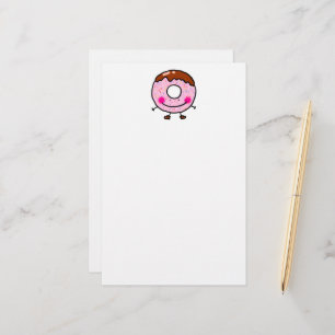 Papelaria Personagem de Arte de Donut Sorridente com Confeit