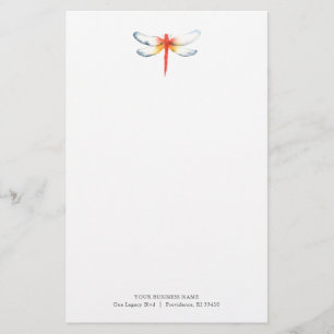 Papelaria Personalizada Aquarela Libélula Vermelha