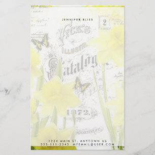 Papelaria personalizada com narcisos vintage