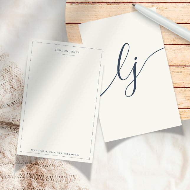 Papelaria Personalizada com Script Simples Marinho (Criador carregado)
