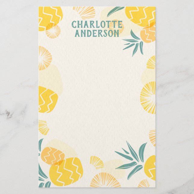 Papelaria Personalizada de Abacaxi Tropical (Frente)