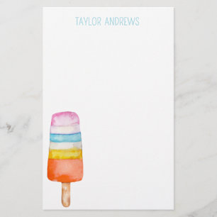 Papelaria Personalizada de Picolé de Aquarela