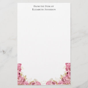 Papelaria Personalizada Elegante com Rosas Cor-de-
