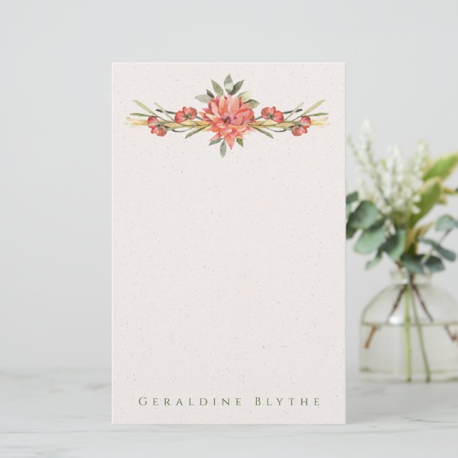 Papelaria Personalizada Floral Coral (Em pé/Frente)