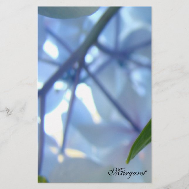 Papelaria Personalizada Flores de Hortênsia Azul (Frente)