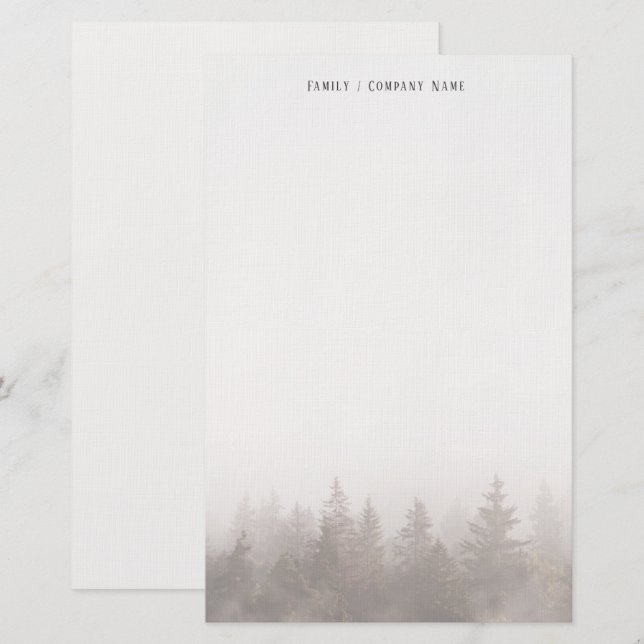 Papelaria Personalizada Floresta Nebulosa (Frente/Verso)