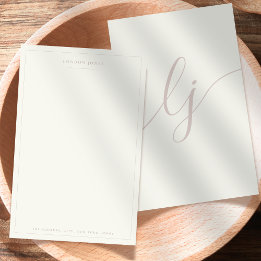 Papelaria Personalizada Simple Script Rosa Marfim