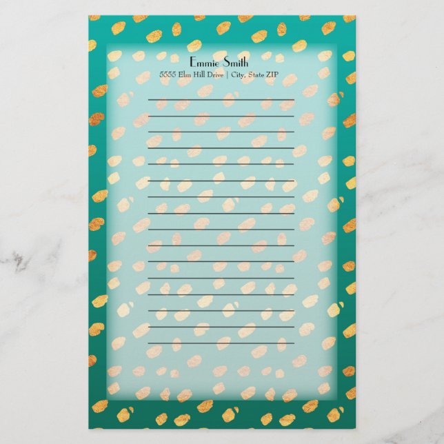 Papelaria Personalizado Verde e Dourado com Translucidez (Frente)