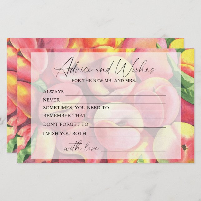 Papelaria Pêssegos - chá de panela de conselhos e desejos (Frente/Verso)