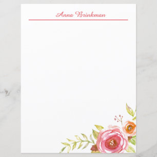 Papelaria Pessoal Buquê de Rosas em Aquarela