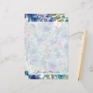 Papelaria Pessoalizado floral rosa e azul
