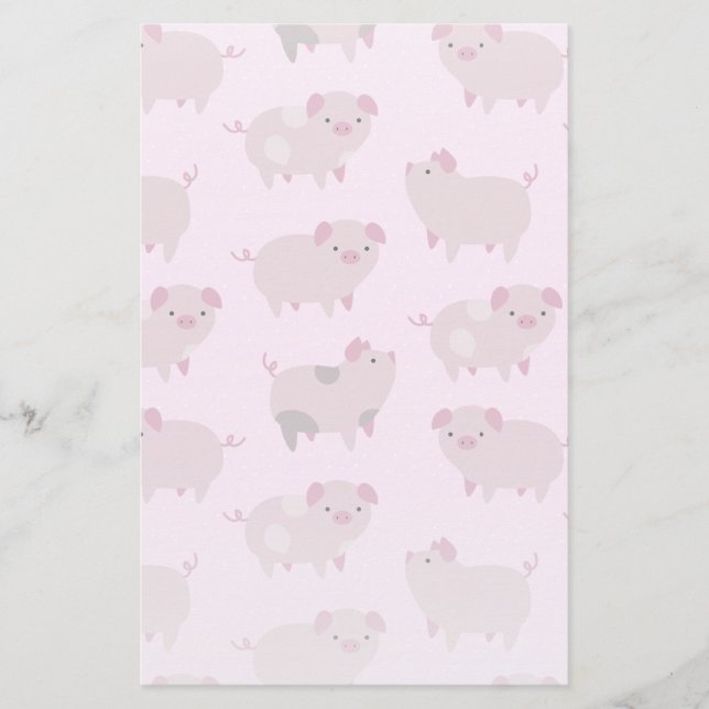 Papelaria Piglets Bebês Cor-de-Rosa Cor-de-Corte e Pontos (Frente)