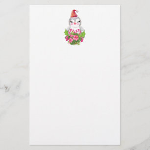 Papelaria Pinguim de Natal bonito em Papai Noel