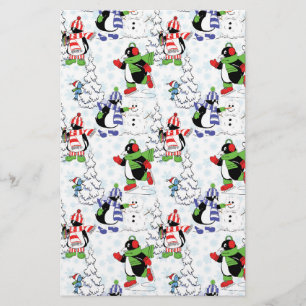 Papelaria Pinguim de Natal patinando