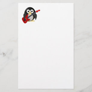 Papelaria Pinguim engraçado com violão