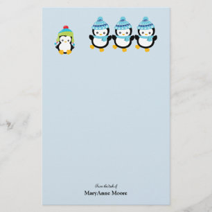 Papelaria Pinguins personalizados vestidos para o inverno
