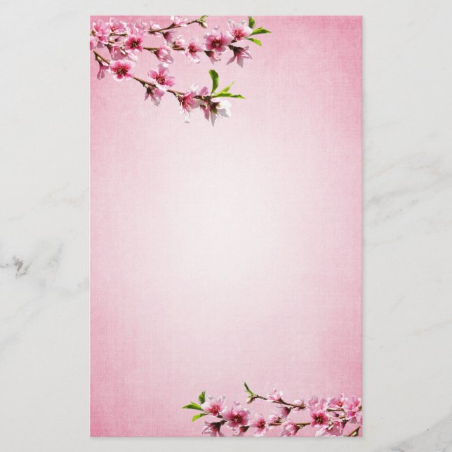 Papelaria Pink Cherry Blossoms Vintage Pink (Frente)