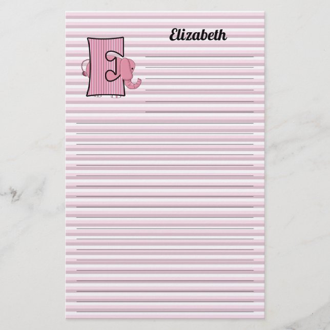 Papelaria Pink Elephant Mongrammed Letter E Lined (Frente)