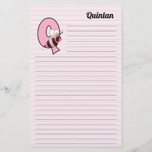 Papelaria Pink Queen Bee Mongram Letter Q Lined