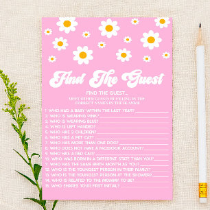 Papelaria Pink Retro Daisy Encontre O Jogo Do Chá de fraldas