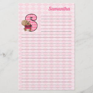 Papelaria Pink Squirrel Mongram - Letra S com Nome Vinculado