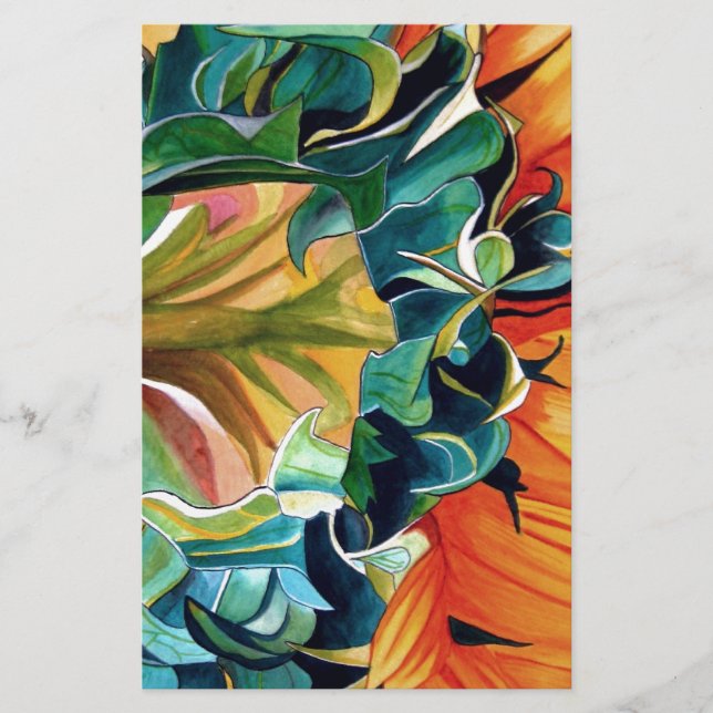 Papelaria Pintor original de girassol amarelo (Frente)