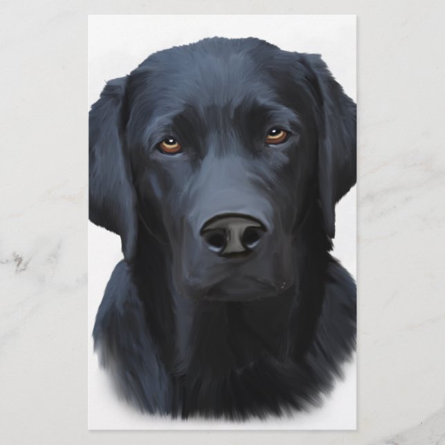 Papelaria Pintura a cores da água do cão preto Labrador (Frente)