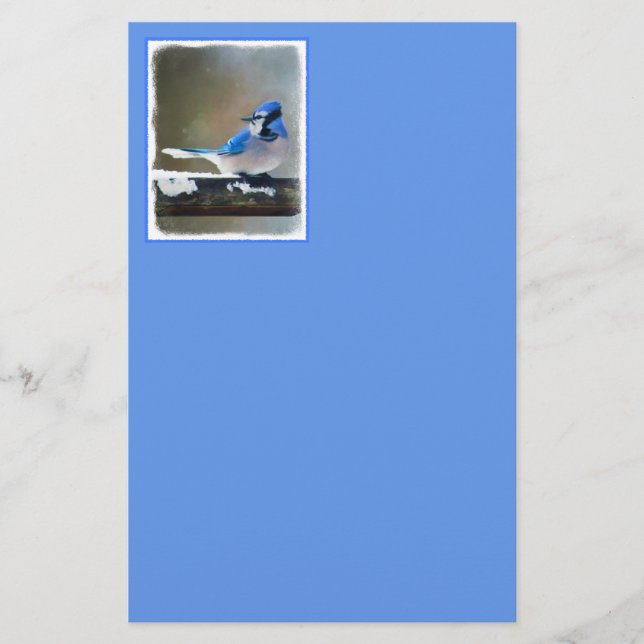 Papelaria Pintura Blue Jay - Arte Original para Pássaros (Frente)