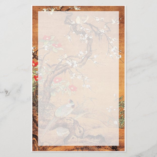 Papelaria pintura chinesa oriental e faisão de faisão (Frente)
