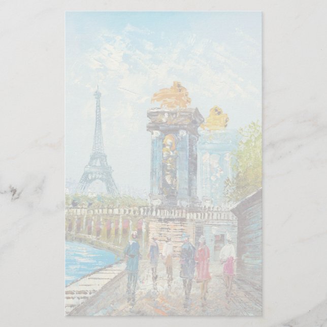 Papelaria Pintura da cena da torre Eiffel de Paris (Frente)