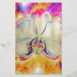 Papelaria Pintura de cor d'água com orquídea abstrato românt