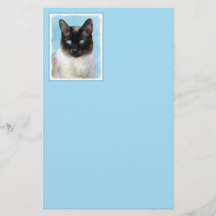 Papelaria Pintura de Gatos Siameses - Arte de Gato Original