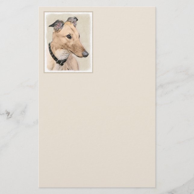 Papelaria Pintura de Greyhound - Arte de Cachorro Original (Frente)